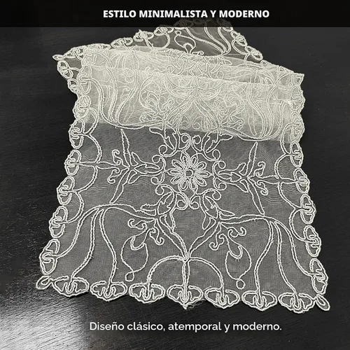 Vista 7 de Elegant Comfort Camino de mesa bordado Ingrid – Bufanda de tocador para el hogar comedor – Decoración de mesa de encaje como decoración de mesa