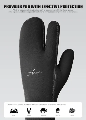 Vista 5 de Hevto Guantes de neopreno de 0.118 pulgadas y 0.197 pulgadas para hombres y mujeres, guantes de buceo GBS para mantener el calor en agua fría