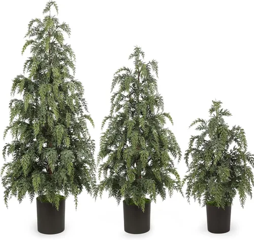 Vista 9 de 3PCS Christmas Artificial Cedar Trees for Outdoors Decorations, 2FT/3FT/4FT