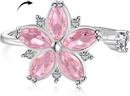 Vista 4 de Anillo de plata 925, anillos de plata ajustables para mujer, anillos de pulgar abiertos, anillos de circonio, anillos ajustables, anillos abiertos