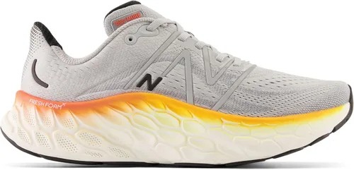 Vista 3 de New Balance Fresh Foam X More V4 - Tenis para correr para hombre Aluminio Gris/Neón Libélula/Caléndula Caliente