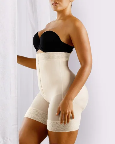 Vista 5 de YIANNA Faja Colombianas para mujer con control de abdomen sin tirantes Beige