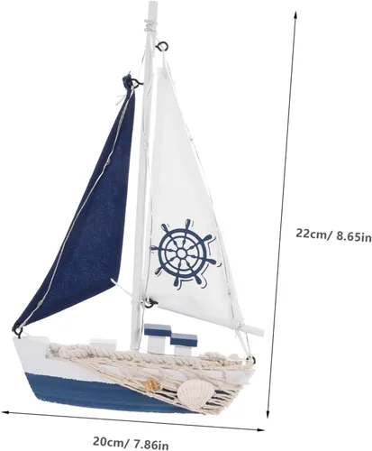 Vista 7 de ARTIBETTER Decoración Vela Adornment Escritorio Velero Ornamento Estilo Náutico Velero Modelo Mediterráneo Náutico Barco Modelo LED Madera Oficina
