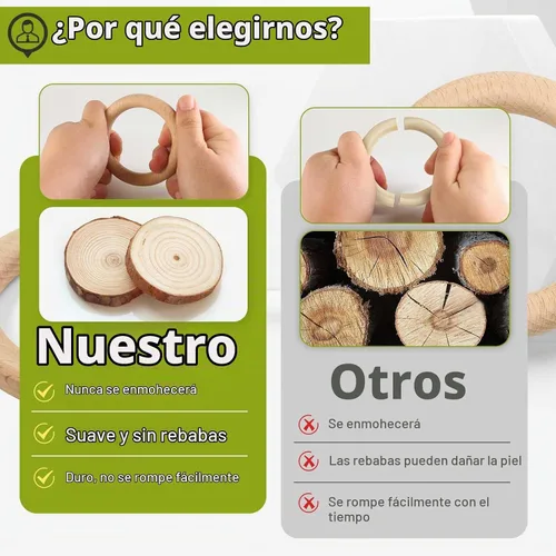 Vista 5 de FoDau770 5 anillos de madera de haya natural, anillos de madera maciza sin terminar, círculos de madera resistente, círculos de macramé