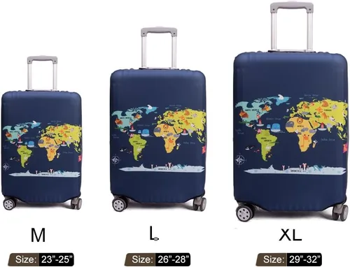 Vista 5 de Madfifennina - Protector de equipaje de viaje lavable de elastano para maleta, 23-32 pulgadas, Mapa