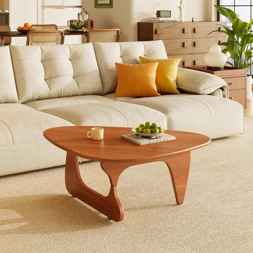 Vista 16 de Mesas de café de madera pequeña mesa de café de granja mesa central de madera de mediados de siglo para sala de estar, negro, 35 pulgadas