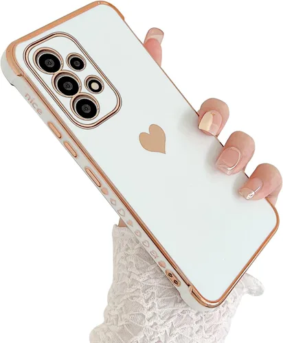 Vista 86 de phylla Funda de teléfono compatible con Samsung Galaxy A12 de 6.5 pulgadas, lindo corazón chapado en oro, elegante funda de lujo para mujer