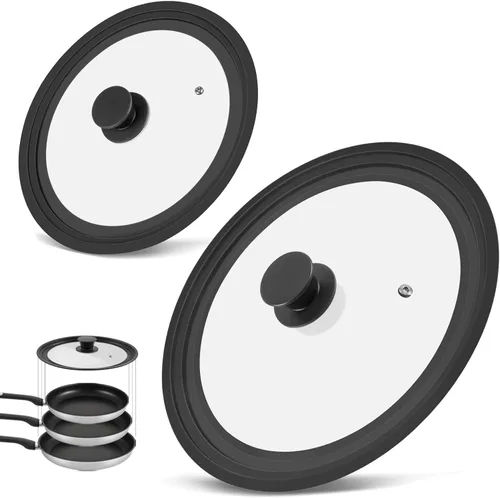 Vista 9 de Tapa Universal para Ollas, Sartenes y Cacerolas, Paquete de 2 Cubiertas de Sartén que se Ajustan a 7", 8", 9" y 10", 11", 12" de Diámetro de 7-12