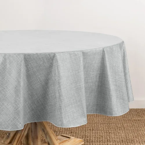 Vista 13 de Elrene Home Fashions - Mantel de vinilo con respaldo de franela inspirado en lino Monterey, resistente al agua y a las manchas, 52 pulgadas X 52 Azul