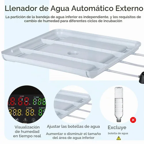 Vista 6 de Incubadora automática de 120 huevos, incubadora automática para incubar huevos, con girador automático de huevos, control de temperatura y humedad