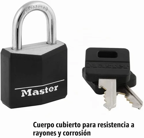 Vista 4 de Master Lock 131D - Candado con llave de aluminio cubierto de 1-3/16 pulgadas de ancho, un paquete, negro