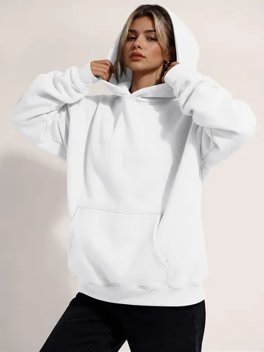 Vista 5 de Trendy Queen Womens Hoodies Oversized Sweatshirt Blanco