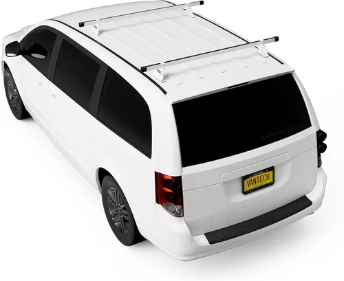 Vista 2 de Vantech Universal M1000 de acero para techo de escalera de furgoneta con barras de 50" Blancas