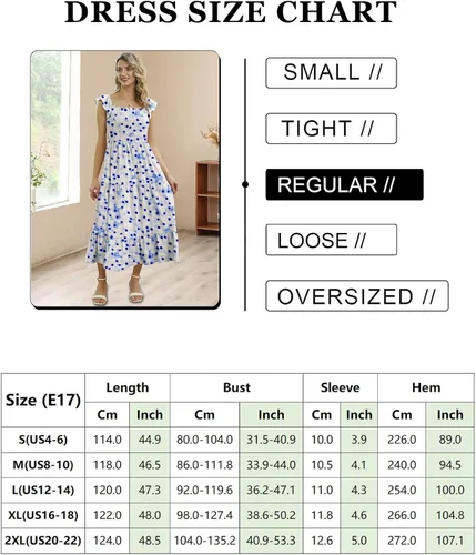 Vista 5 de YESNO Vestido largo de verano con volantes y hombros descubiertos para mujer, vestido casual con estampado floral fruncido con bolsillos E17