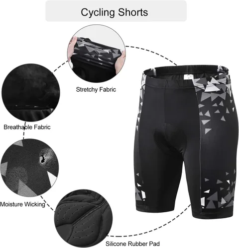 Vista 8 de INBIKE Conjunto de camiseta de ciclismo para hombre, camisa de ciclismo transpirable de manga corta con pantalones cortos acolchados