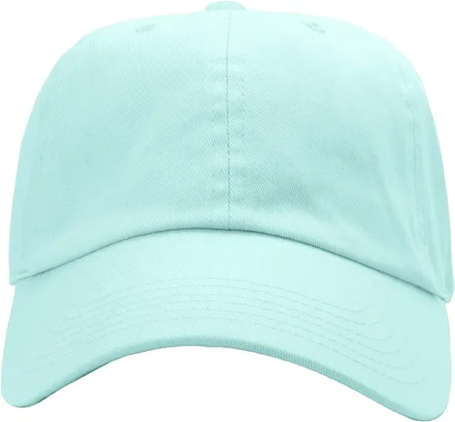 Vista 4 de Gorra de béisbol clásica Falari, sombrero de papá 100% algodón suave, talla ajustable Aguamarina