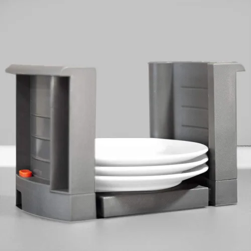 Vista 4 de Emuca - Soporte de platos ajustable para diámetro de 7.362 in (7,3 pulgadas) a 12.126 in (12,12 pulgadas), acabado gris antracita.
