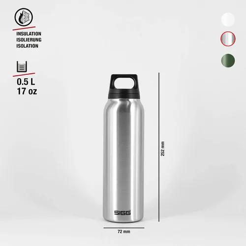 Vista 4 de SIGG - Botella de agua aislada - Termo Flask para frío y calor - A prueba de fugas - Sin BPA - Acero inoxidable 18/8 - 17 Oz Plateado