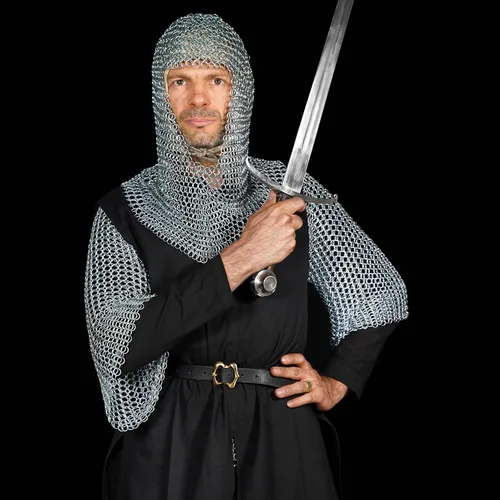 Vista 5 de Mythrojan Chainmail Coif Medieval Knight Renaissance Armor Chain Mail Hood Viking LARP calibre 16