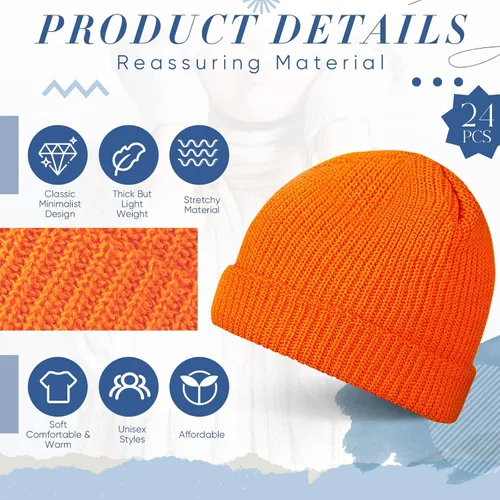 Vista 3 de 24 Pack Unisex Beanie Cap Classic Knitted Warm Beanies Men Women Solid Beanie Knitted Hat Casual Beanie for Guys
