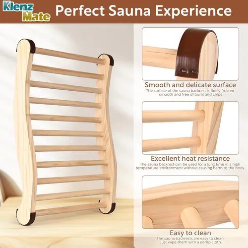 Vista 3 de 2 respaldos de sauna mejorados, accesorios de sauna de 20 pulgadas, silla de sauna de diseño ergonómico en forma de S, con almohadillas