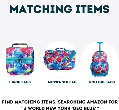 Vista 13 de J World New York Sunny - Mochila con ruedas para niños y adultos, azul (Geo Blue), talla única