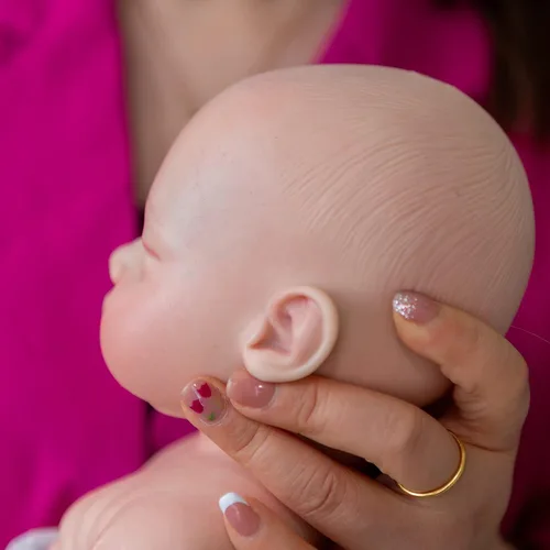 Vista 5 de Muñeca realista de bebé recién nacido de 19 pulgadas, 6.5 libras, platino líquido, de silicona, suave, de silicona, recién nacido, niña, realista