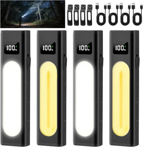 Vista 10 de Linternas recargables de alto lúmenes 1800, linterna plana EDC con magnética, linterna de bolsillo de 11 modos súper brillante, potentes linternas