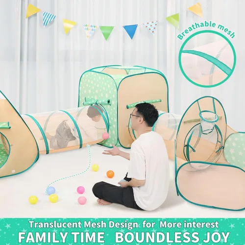 Vista 2 de Tienda de campaña desplegable para niños, túnel de gateo, pozo de bolas, juguete de casa de juegos para niños