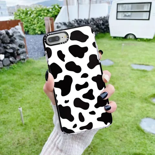 Vista 7 de Abbery Diseñado para iPhone 8 Plus/7 Plus/6 Plus/6S Plus Funda transparente con estampado de vaca, linda funda protectora de silicona TPU
