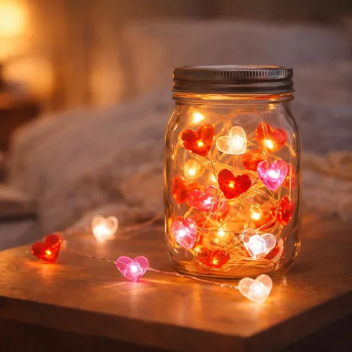 Vista 2 de BOHON Decoraciones del día de San Valentín 13 pies 40 luces LED rojo