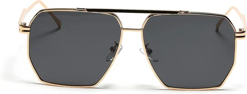 Vista 2 de LASPOR Gafas de sol cuadradas retro de gran tamaño para mujeres y hombres, con sombras vintage, UV400, gafas de sol grandes con marco de metal