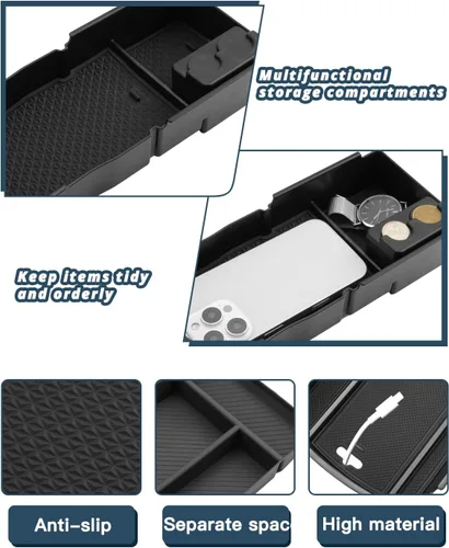 Vista 6 de Ruiya Organizador de consola central Prius 2010-2015 para Toyota Prius XV30 2010-2015 Accesorios ABS Material Reposabrazos Organizador de consola