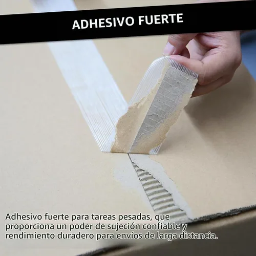 Vista 5 de Cinta de fibra de vidrio reforzada transparente de 2 pulgadas x 30 yardas, cinta de fleje de filamento de 5.5 mil, adhesivo resistente