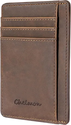 Vista 9 de Cartera Chelmon Slim RFID - Cartera de bolsillo frontal minimalista para tarjetas de crédito delgadas