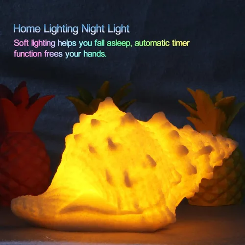 Vista 6 de Luz Nocturna de Concha - Luz Nocturna LED Alimentada por Batería para Habitación de Niños, Temporizador de Apagado Automático, Decoración Náutica