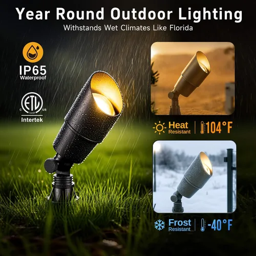 Vista 4 de Gardenreet Focos de Paisaje de Bajo Voltaje - Luz Ascendente LED de Latón para Exteriores 12V, Focos con Cable IP65 Impermeables, Bronce Antiguo