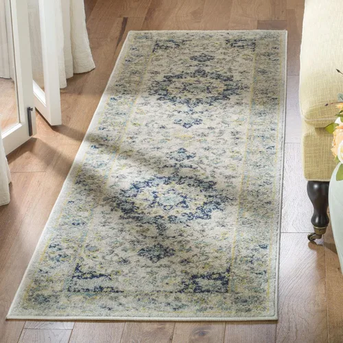 Vista 3 de SAFAVIEH Madison Collection - Alfombra decorativa de 2 pies 3 pulgadas x 3 pies 11 pulgadas, color marfil y azul, diseño de medallón bohemio,