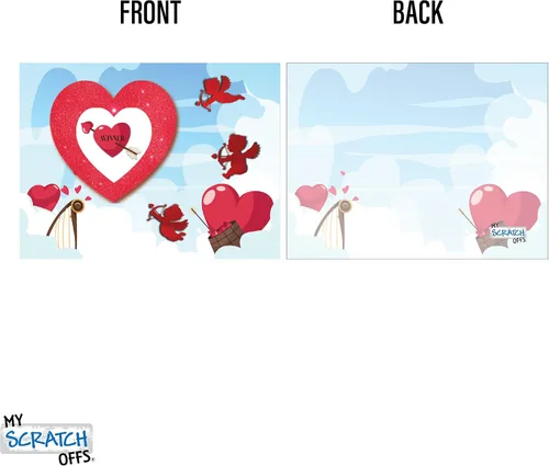 Vista 4 de My Scratch Offs Paquete de 26 tarjetas de San Valentín para rascar el corazón de Cupido, tarjetas de revelación de corazón de 3 x 4 pulgadas