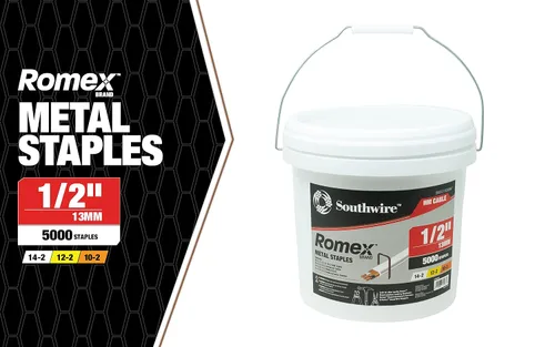 Vista 2 de Southwire SMS12-5000BKT Grapas de metal Romex™ de 1/2 pulgada, cubo de 5000 piezas