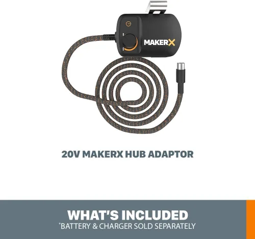 Vista 8 de Worx WA7151 20V MAKERX HubX Fuente de alimentación y adaptador de herramienta con puerto USB