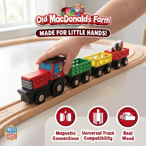 Vista 3 de MasterPieces Juego de trenes de madera - Old Macdonald 18 piezas