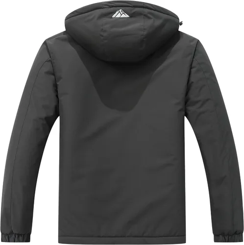 Vista 2 de Chaqueta de esquí de invierno impermeable para hombre, chaqueta de snowboard de invierno impermeable con capucha y forro polar resistente al viento