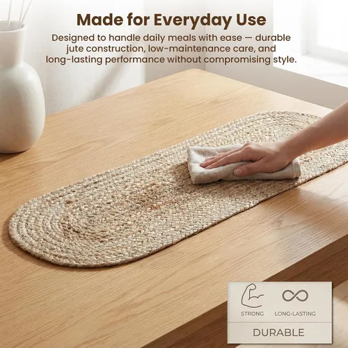 Vista 6 de CRAFT TRADE Camino de mesa trenzado de yute para bodas, fiestas, casa de campo, rústico, vintage, tejido hecho a mano, sisal Weeker natural, 13 x 36