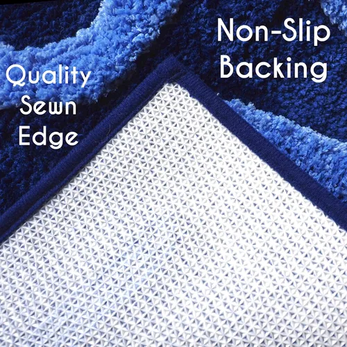 Vista 6 de Evovee Alfombra de baño con texto en inglés «Get Naked», divertida y bonita, antideslizante, lavable y con texto en inglés «Get Nake», color azul