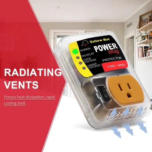Vista 6 de Protector contra sobretensiones, Protector de voltaje para electrodomésticos del hogar, Tomacorriente de caída de voltaje 110V 15A 2200 vatios