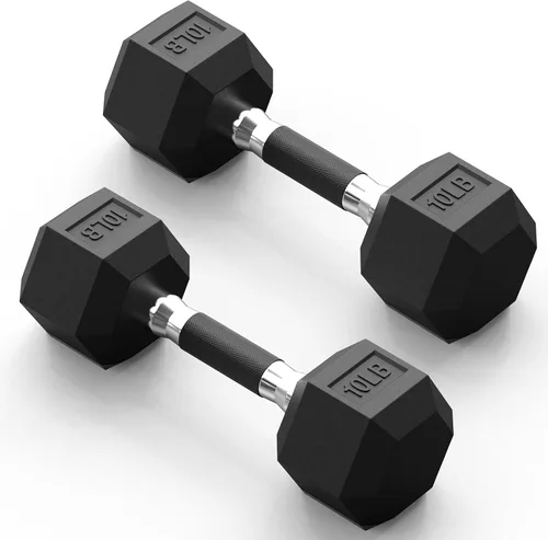 Vista 16 de Hex Dumbbell Set 2.5-100lb, Rubber Grip Dumbbells, Home Gym Complete & Durable Cast Iron Core Odorless Antiroll Hex Shape Ergonomic Versatile Home