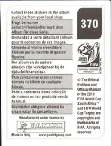 Vista 2 de Pegatinas de la Copa Mundial de la FIFA 2010 Panini #370 Nicklas Bendtner Dinamarca - Adhesivo oficial de álbum de fútbol