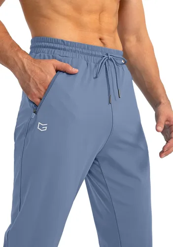 Vista 4 de G Gradual Pantalones deportivos para hombre con bolsillos con cremallera, pantalones deportivos cónicos para entrenamiento, correr, correr