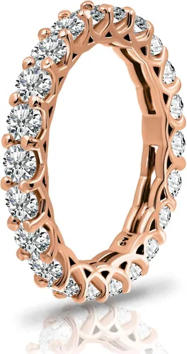 Vista 5 de Hoops & Loops Anillo de Plata de Ley 925 con Circonita Cúbica de 3mm de Corte Redondo, Anillo de Boda de Eternidad Apilable para Compromiso